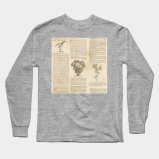 Vintage Botanist Illustrations Text Book Gothic Victorian Dark Academia Plant Lover Pattern Long Sleeve T-Shirt